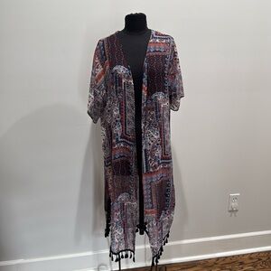 Blue multicolored kimono